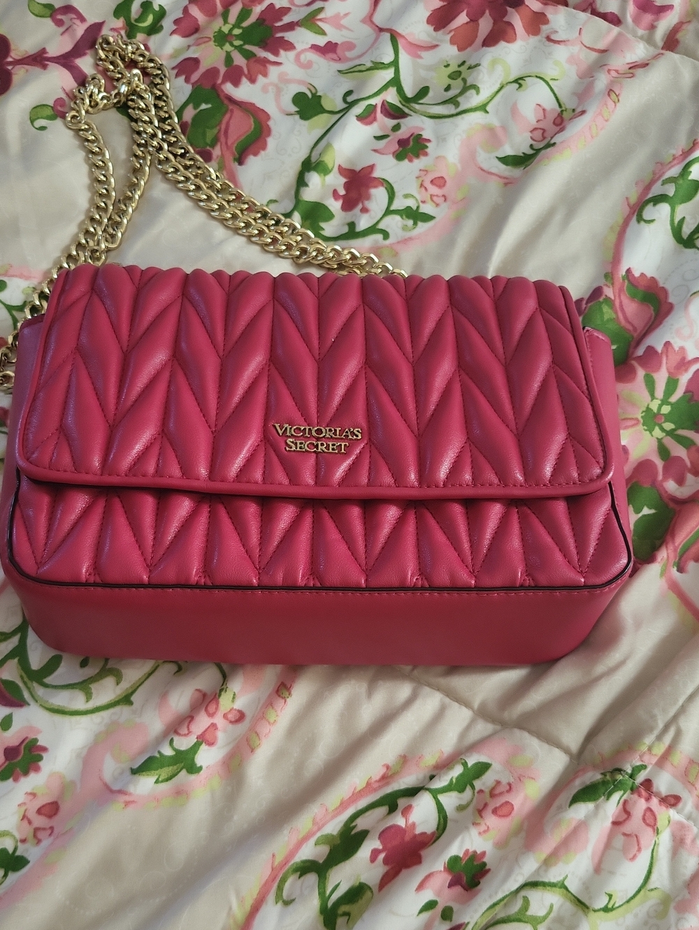 Victoria's Secret Hot Pink Quilted Chain Shoulder Bag